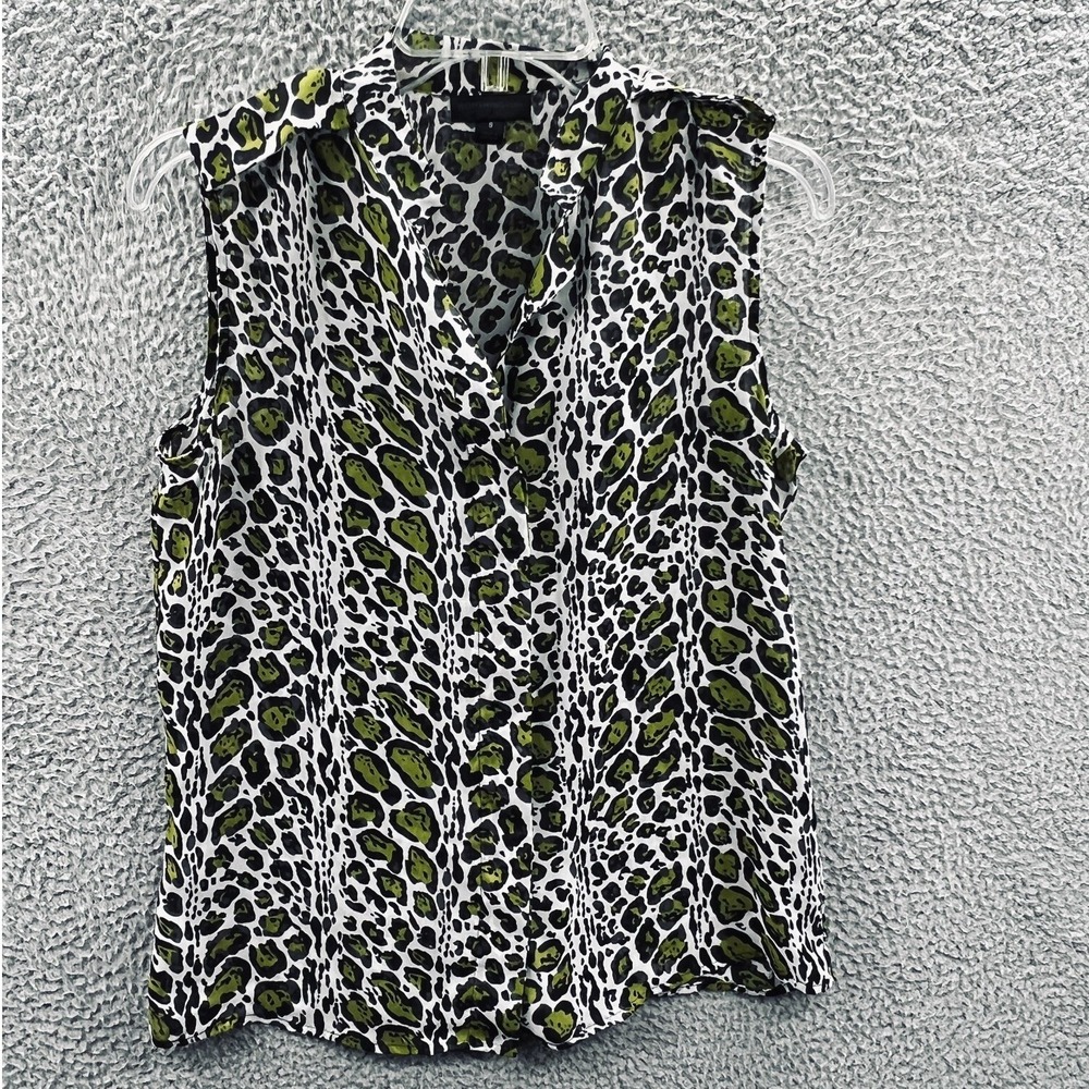 Women Leopard Animal Print Sleeveless Blouse Top S Indie Boho Lightweight Casual